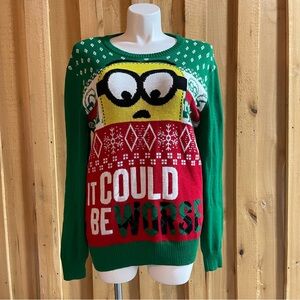 Despicable Me Minion Made Christmas Sweater Gently Used Size Large